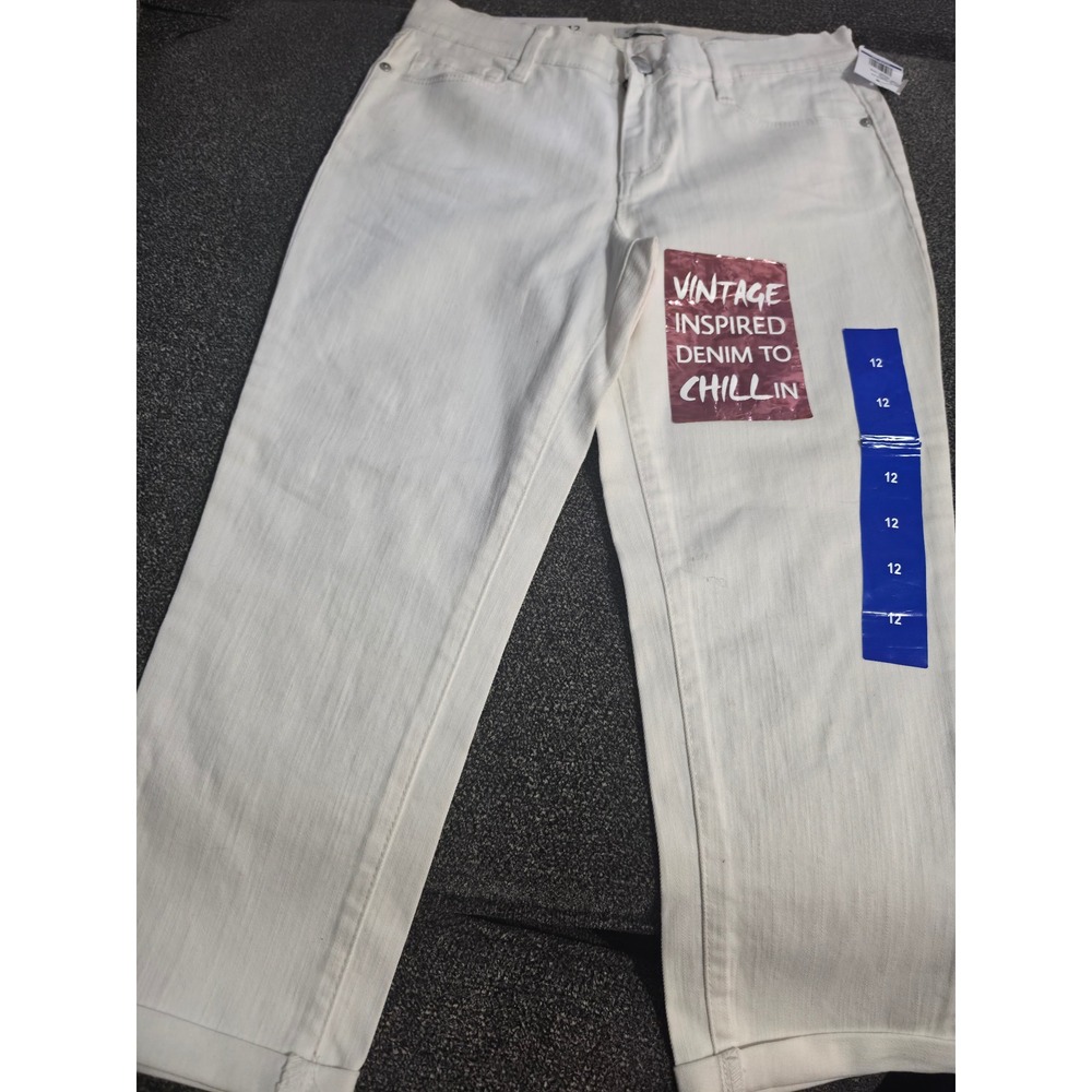 Jessica Simpson Girls White Rolled Crop Skinny Jeans Vintage Inspired Size 12